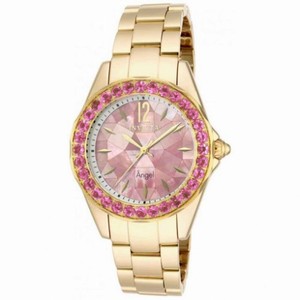 Invicta Angel Pink Mother of Pearl Dial 18kt Gold-plated Ladies Watch 15861