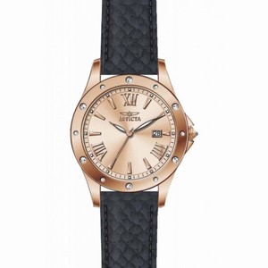 Invicta Angel Rose Dial Black Leather Ladies Watch 14845