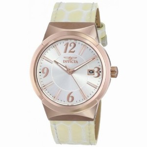 Invicta Angel Silver Dial Beige Leather Ladies Watch 15411