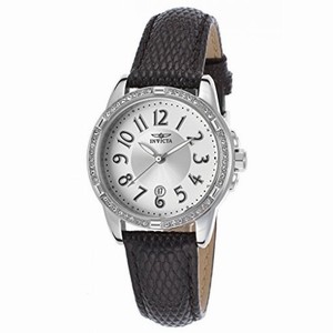 Invicta Angel Silver Dial Black Leather Mens Watch 16340