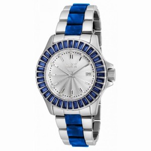 Invicta Angel Silver Dial Stainless Steel with Blue Horne Plastic Ladies Watch 18876