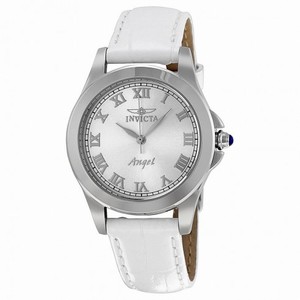 Invicta Angel Silver Dial White Leather Strap Set of 3 Straps Ladies Watch 14804