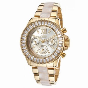 Invicta Angels Multi-Function Gold Dial Gold-plated and Horne Acetate Ladies Watch 17491