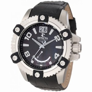 Invicta Arsenal Black Mother Of Pearl Dial Leather Band Quartz Men's Watch 1725