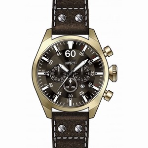 Invicta Aviator Chronograph Brown Dial Brown Leather Men's Watch 19669