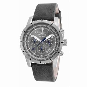 Invicta Aviator Chronograph Gunmetal Dial Gray Leather Men's Watch 18924