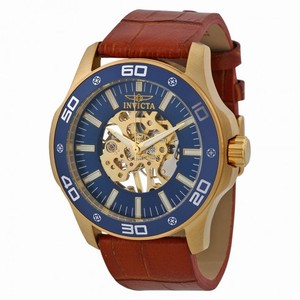 Invicta Blue Skeletal Dial Brown Leather Men's Watch 17260