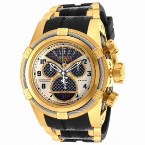 Invicta Bolt Chronograph Antique Silver Dial Gold-plated Black Polyurethane Men's Watch 16317