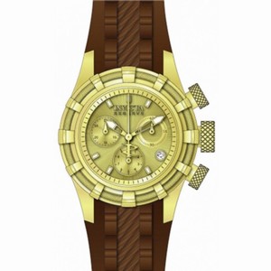 Invicta Bolt Chronograph Gold Dial Brown Silicone Ladies Watch 14782