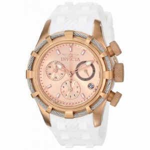 Invicta Bolt Chronograph Rose Dial White Silicone Ladies Watch 16105