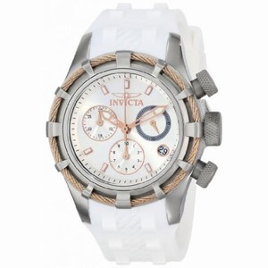 Invicta Bolt Chronograph Silver Dial White Silicome Ladies Watch 16104