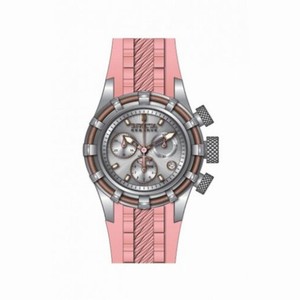Invicta Bolt Chronograph Silver-tone Dial Stainless Steel Pink Polyurethane Band Ladies Watch 14778