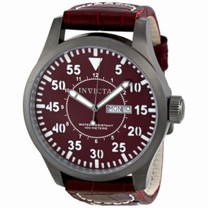 Invicta Burgundy Dial Burgundy Genuine Calf Leather Men's Watch 11203