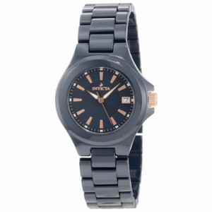 Invicta Ceramic Blue Dial Black Ceramic Ladies Watch 12541