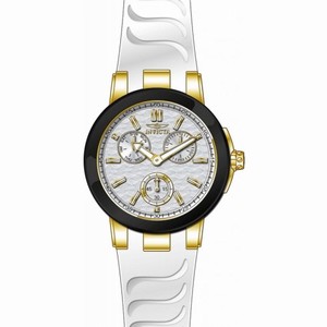 Invicta Ceramics Multi-Function Silver Dial White Silicone Ladies Watch 22205