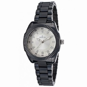Invicta Ceramics Silver Dial Black Ceramic Ladies Watch 15318