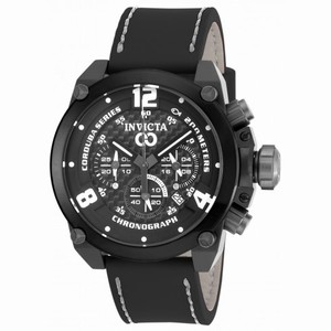 Invicta Corduba Chronograph Black Carbon Fiber Dial Black Leather Men's Watch 18935