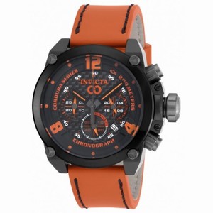 Invicta Corduba Chronograph Black Carbon Fiber Dial Orange Leather Men's Watch 18933