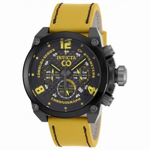 Invicta Corduba Chronograph Black Carbon Fiber Dial Yellow Leather Men's Watch 18934