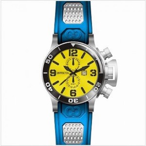 Invicta Corduba GMT Yellow Dial Stainless Steel Blue Rubber Men's Watch 80210