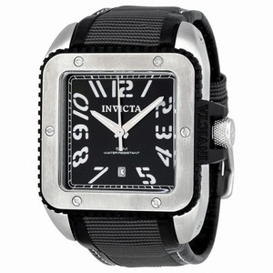 Invicta Cuadro Black Sunray Dial Leather And Technofiber Men's Watch 1455