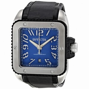 Invicta Cuadro Blue Sunray Dial Black Leather And Technofiber Men's Watch 1456