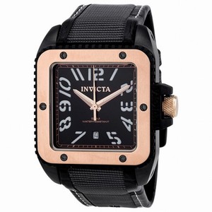 Invicta Cuadro Rose Gold Tone Quartz Black Dial Men's Watch 1458