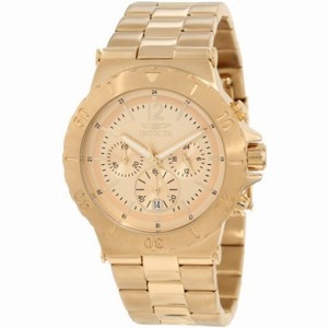 Invicta Elegant Ocean Chronograph Champagne Dial Yellow Gold Ion-plated Men's Watch 1266