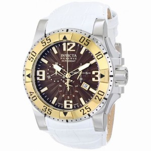 Invicta Excursion Chronograph Black Dial White Leather Men's Watch 80716