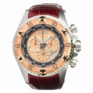 Invicta Excursion Chronograph Rose Gold-tone Dial Brown Leather Strap Men's Watch 12694