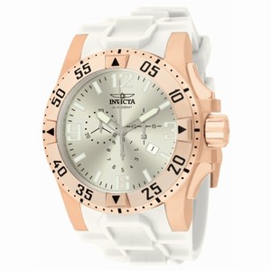 Invicta Excursion Chronograph Silver-tone Dial White Polyurethane Band Men's Watch 11909