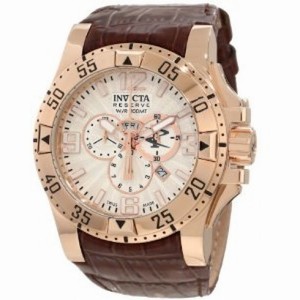 Invicta Excursion Chronograph White Dial Brown Synthetic Leather Men's Watch 10522