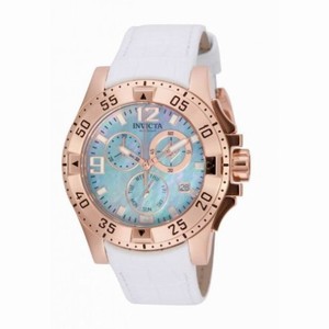 Invicta Excursion Platinum Dial White Leather Ladies Watch 16100