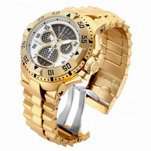 Invicta Excursion White Dial With Black Subdials Men's Gold Tone Chronograph Watch 17470
