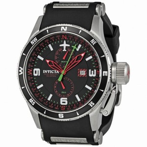 Invicta Flight Collection Black Dial Black Rubber Chronograph Men's Watch 1750