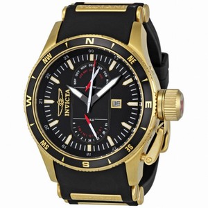 Invicta Flight Collection Black Dial Black Rubber With Gold Inserts GMT Chronograph Men's Watch 1747