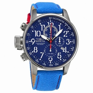 Invicta Force Lefty Crown Chronograph Blue Dial Blue Fabric Men's Watch 12074