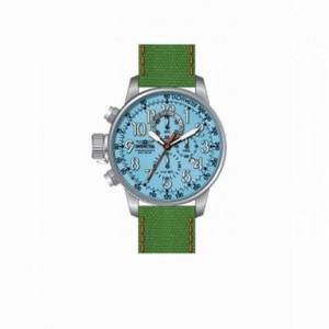 Invicta Force Lefty Crown Chronograph Blue Dial Green Fabric Men's Watch 12071