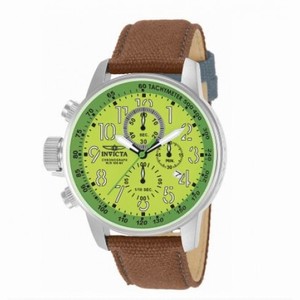 Invicta Force Lefty Crown Chronograph Green Dial Brown Fabric Men's Watch 12078