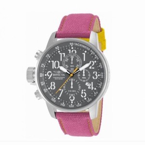 Invicta Force Lefty Crown Chronograph Grey Dial Fuschia Fabric Unisex Watch 12072