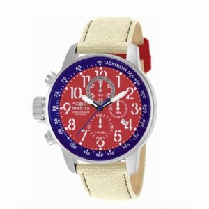Invicta Force Lefty Crown Chronograph Red Dial Beige Fabric Men's Watch 12081