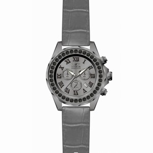 Invicta Grand Diver Chronograph Black Dial Grey Leather Men's Watch 14925