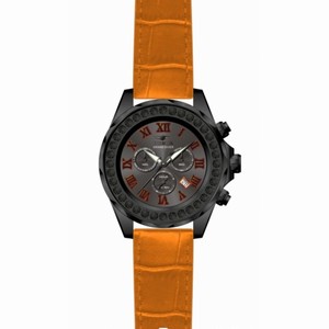 Invicta Grand Diver Chronograph Black Dial Orange Leather Men's Watch 14928