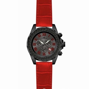 Invicta Grand Diver Chronograph Black Dial Red Leather Men's Watch 14926