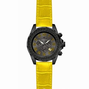 Invicta Grand Diver Chronograph Black Dial Yellow Leather Men's Watch 14927
