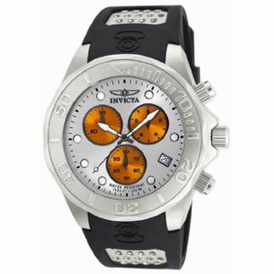 Invicta Grand Diver Chronograph Silver Dial Black Rubber Men's Watch 11467