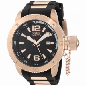Invicta I-Force Black Dial Black Polyurethane with Rose Gold-plated Men's Watch 12965