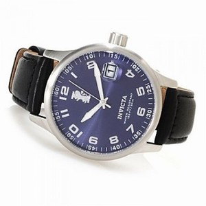 Invicta I-Force Blue Dial Stainless Steel Black Leather Band Men's Watch 14786