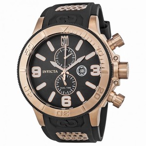 Invicta Jason Taylor Black Dial Rose Gold-tone Black Polyurethane Men's Watch 13689
