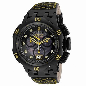 Invicta Jason Taylor Chronograph Black Dial Black and Yellow Leather Men's Watch 17184